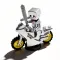Gold and silver plated pixel motorcycle on rotating display stand