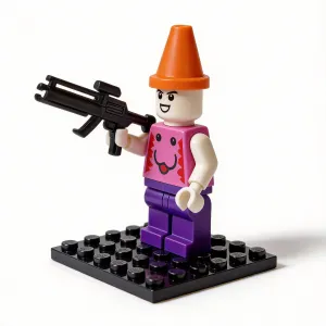 Virtual World Cyberpunk female agent with blue hair and rifle