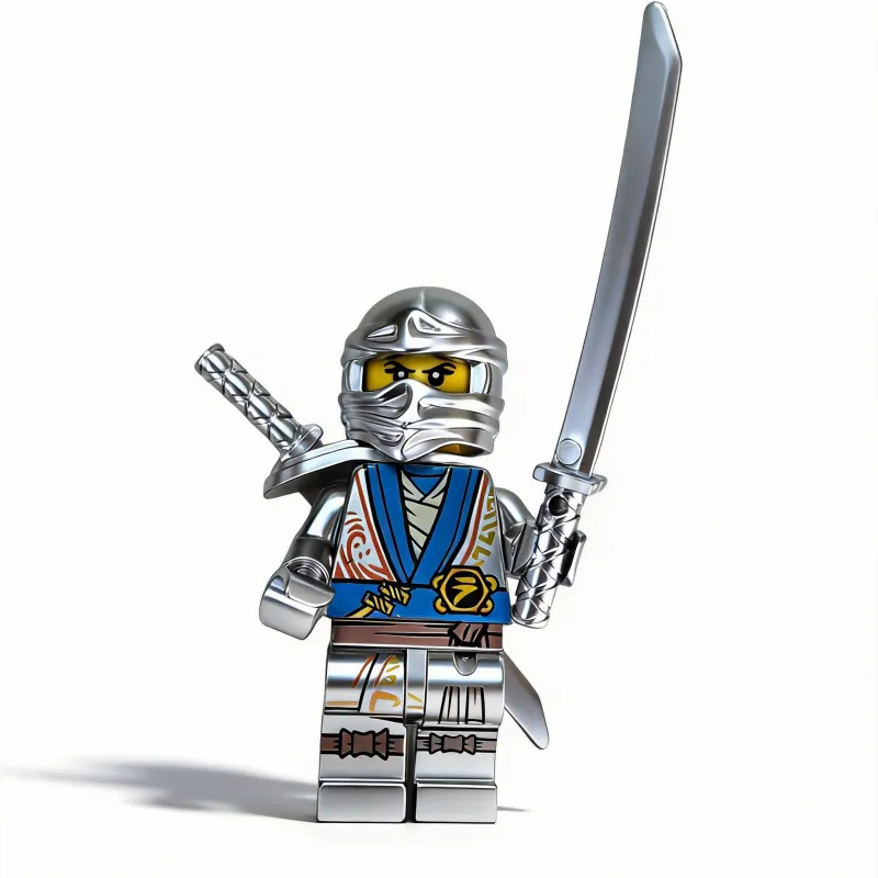 24K gold plated ninja minifigure with dual katanas